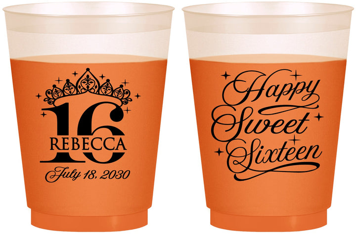 Custom 16th Birthday 16 oz Color Changing Frosted Cups - Tiara | 300008