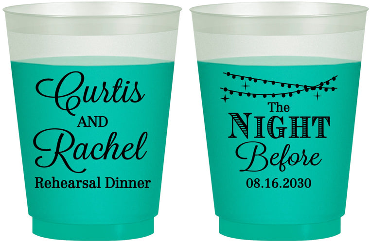 Custom Rehearsal Dinner 16 oz Color Changing Frosted Cups - The Night Before | 30006