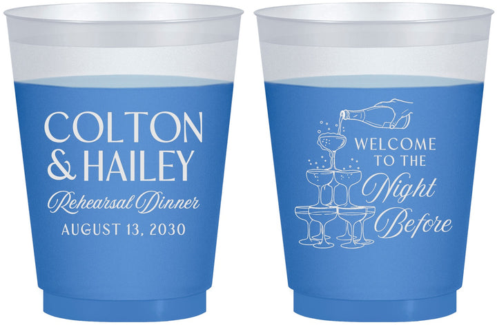 Custom Rehearsal Dinner 16 oz Color Changing Frosted Cups - The Night Before | 30007