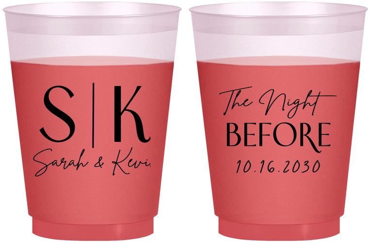 Custom Rehearsal Dinner 16 oz Color Changing Frosted Cups - The Night Before | 30009