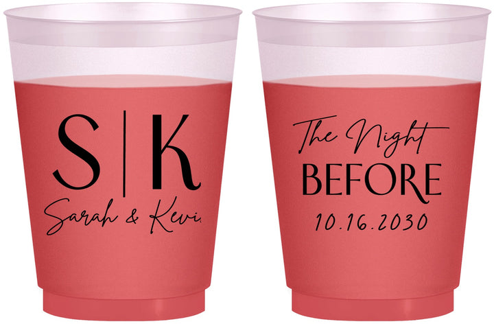 Custom Rehearsal Dinner 16 oz Color Changing Frosted Cups - The Night Before | 30009