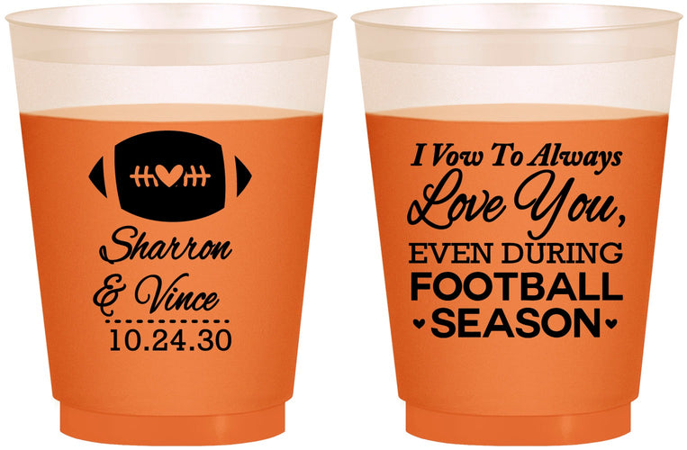 Custom Wedding 16 oz Color Changing Frosted Cups - Football | 302