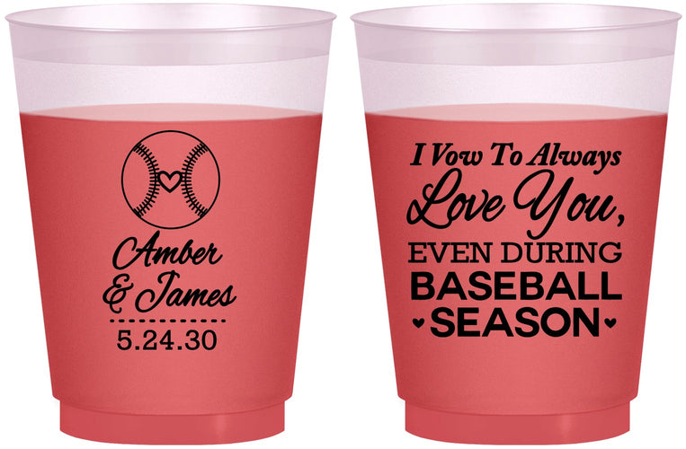 Custom Wedding 16 oz Color Changing Frosted Cups - Baseball | 303