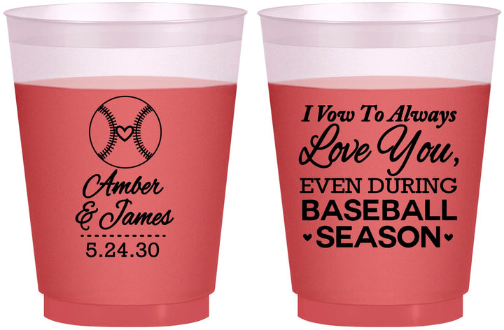 Custom Wedding 16 oz Color Changing Frosted Cups - Baseball | 303