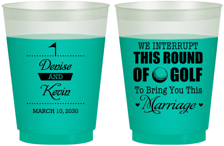 Custom Wedding 16 oz Color Changing Frosted Cups - We Interrupt Golf | 309