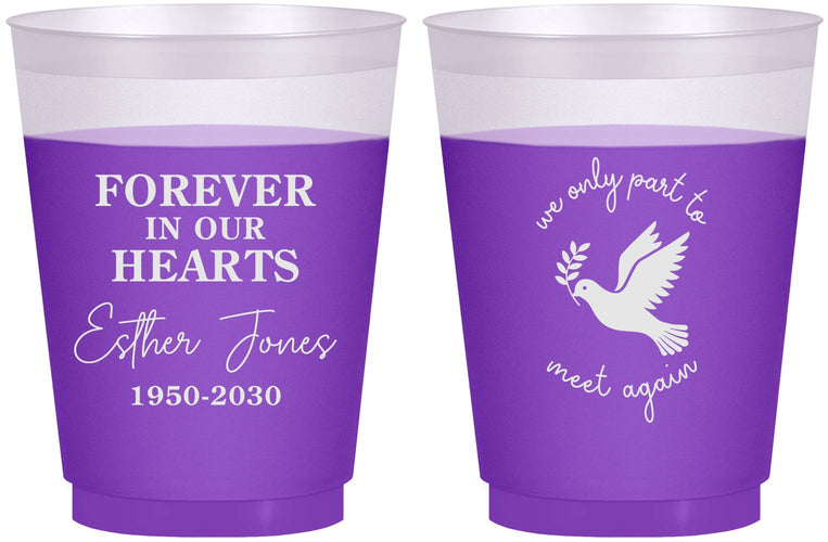 Custom Memorial 16 oz Color Changing Frosted Cups - Forever In Our Hearts | 310003