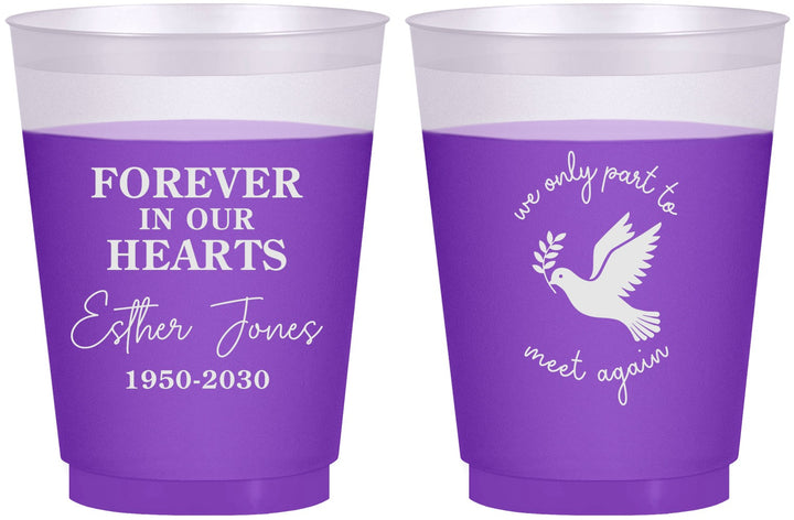 Custom Memorial 16 oz Color Changing Frosted Cups - Forever In Our Hearts | 310003