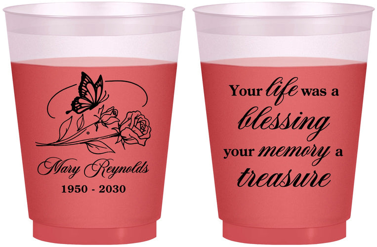 Custom Memorial 16 oz Color Changing Frosted Cups - Life Blessing Memory | 310005