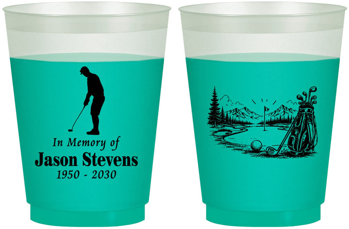 Custom Memorial 16 oz Color Changing Frosted Cups - Heavens Finest Fairways | 310009