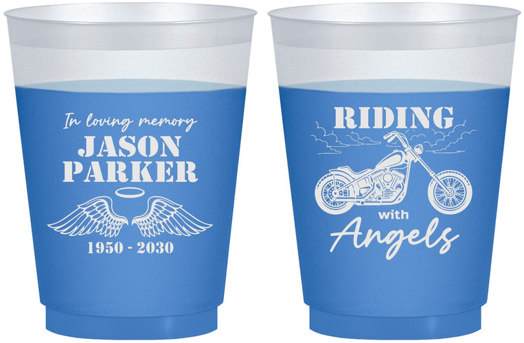Custom Memorial 16 oz Color Changing Frosted Cups - Riding With Angels | 310018
