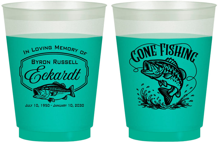 Custom Memorial 16 oz Color Changing Frosted Cups - Gone Fishing | 310022