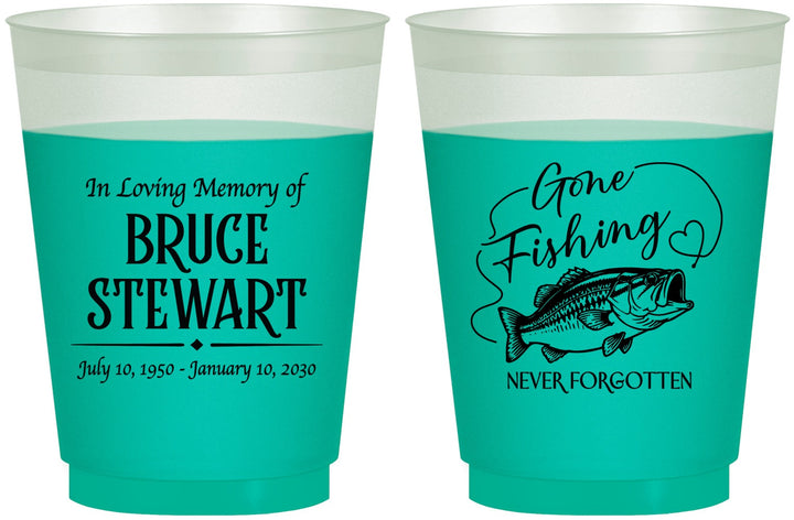 Custom Memorial 16 oz Color Changing Frosted Cups - Gone Fishing | 310023
