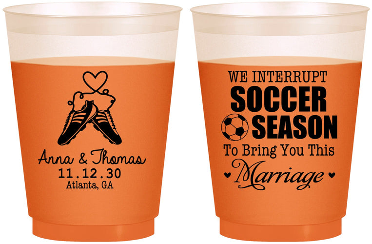 Custom Wedding 16 oz Color Changing Frosted Cups - We Interrupt Soccer | 311