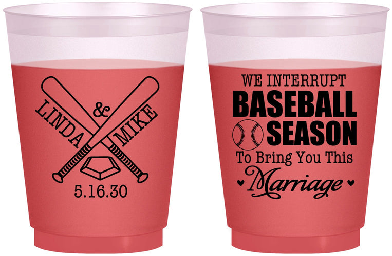 Custom Wedding 16 oz Color Changing Frosted Cups - We Interrupt Baseball | 313