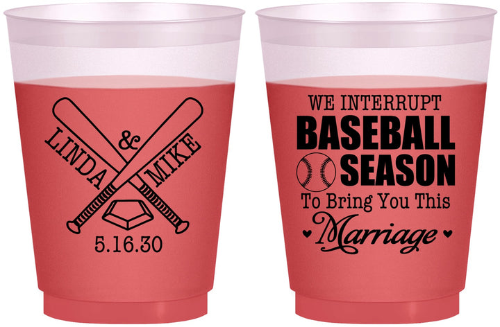 Custom Wedding 16 oz Color Changing Frosted Cups - We Interrupt Baseball | 313