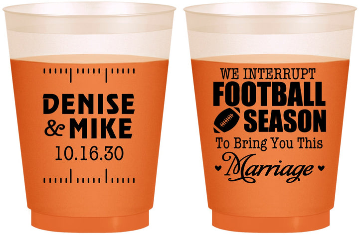 Custom Wedding 16 oz Color Changing Frosted Cups - We Interrupt Football | 314