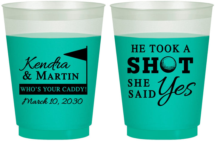 Custom Wedding 16 oz Color Changing Frosted Cups - Took A Shot Golf | 320