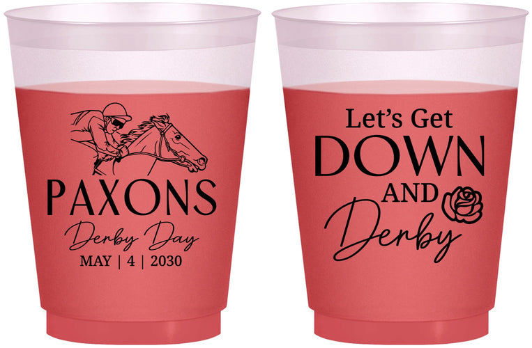 Custom Derby Day 16 oz Color Changing Frosted Cups - Lets Get Down And Derby | 320000