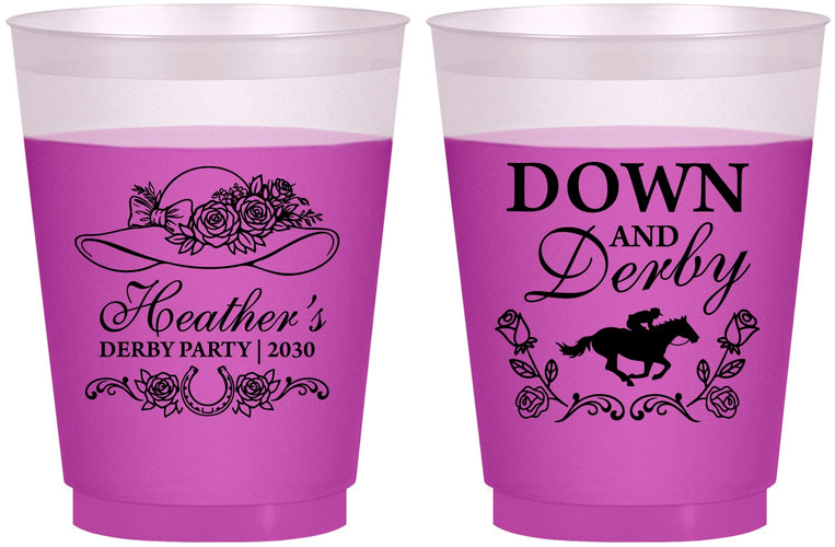 Custom Derby Day 16 oz Color Changing Frosted Cups - Down And Derby | 320001