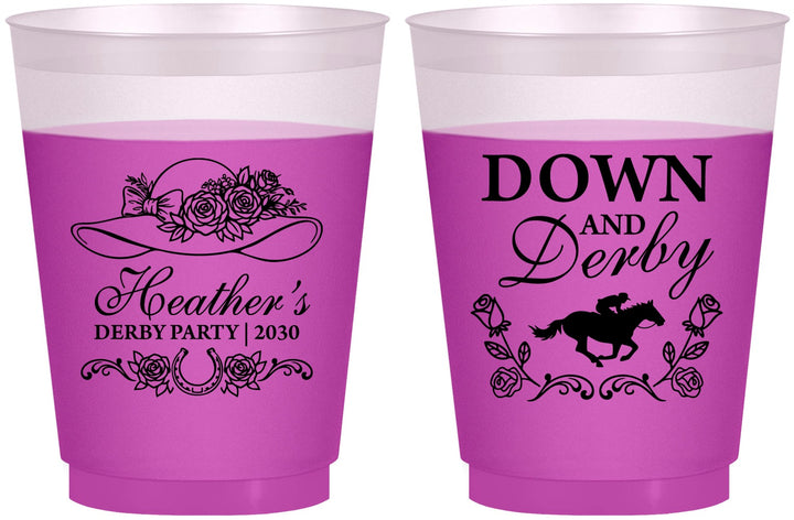Custom Derby Day 16 oz Color Changing Frosted Cups - Down And Derby | 320001