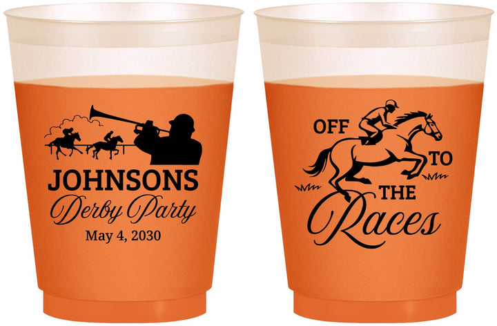 Custom Derby Day 16 oz Color Changing Frosted Cups - Off To The Races | 320002
