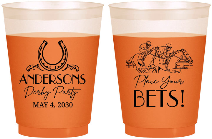Custom Derby Day 16 oz Color Changing Frosted Cups - Place Your Bets | 320003