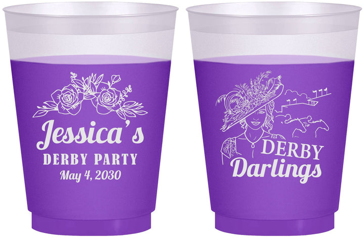 Custom Derby Day 16 oz Color Changing Frosted Cups - Derby Darlins | 320004
