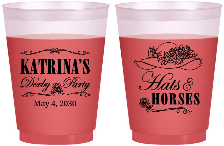 Custom Derby Day 16 oz Color Changing Frosted Cups - Hats And Horses | 320005