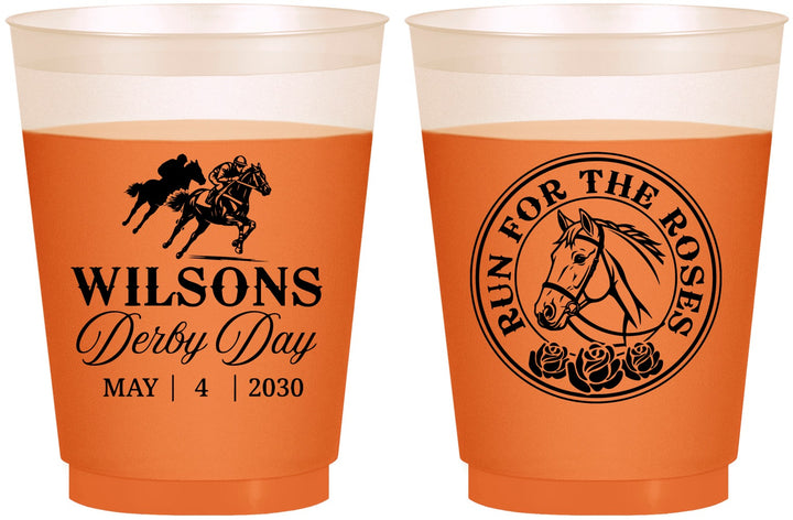Custom Derby Day 16 oz Color Changing Frosted Cups - Run For The Horses | 320006