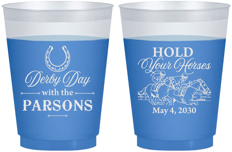 Custom Derby Day 16 oz Color Changing Frosted Cups - Hold Your Horses | 320008