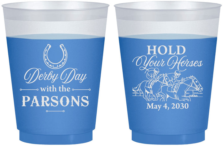 Custom Derby Day 16 oz Color Changing Frosted Cups - Hold Your Horses | 320008