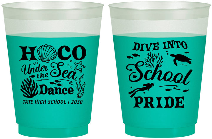 Custom Homecoming 16 oz Color Changing Frosted Cups - Hoco Under The Sea | 330000