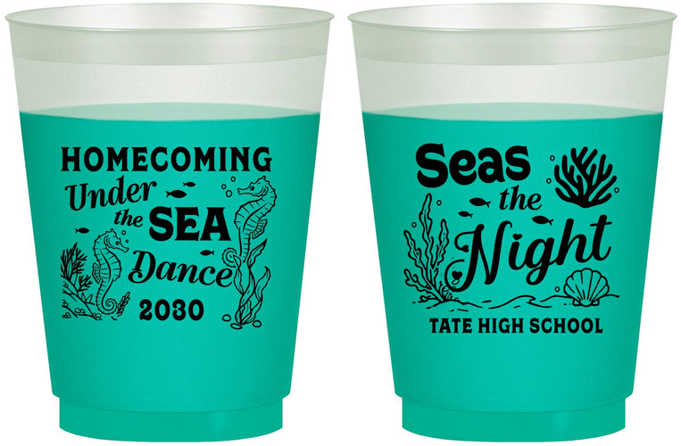 Custom Homecoming 16 oz Color Changing Frosted Cups - Under The Sea Dance | 330001