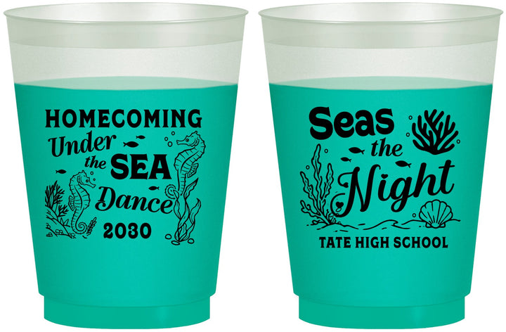 Custom Homecoming 16 oz Color Changing Frosted Cups - Under The Sea Dance | 330001