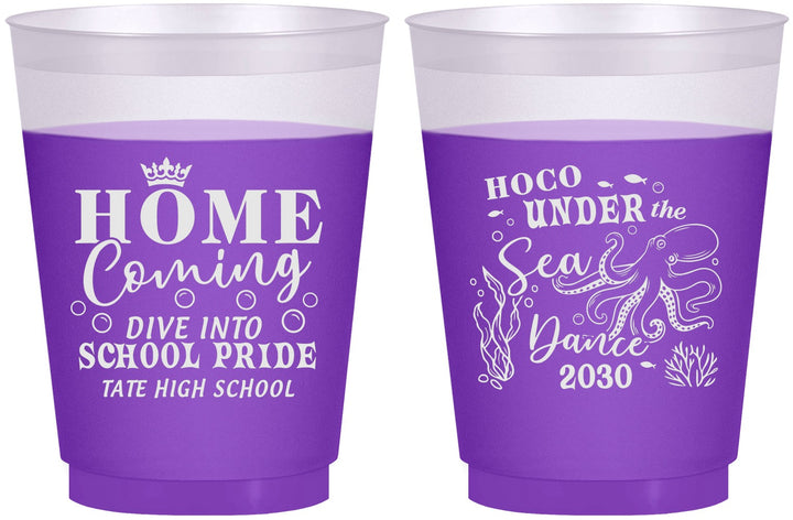 Custom Homecoming 16 oz Color Changing Frosted Cups - Under The Sea Dance | 330002