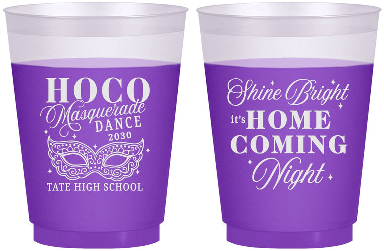 Custom Homecoming 16 oz Color Changing Frosted Cups - Hoco Masquerade Dance | 330009