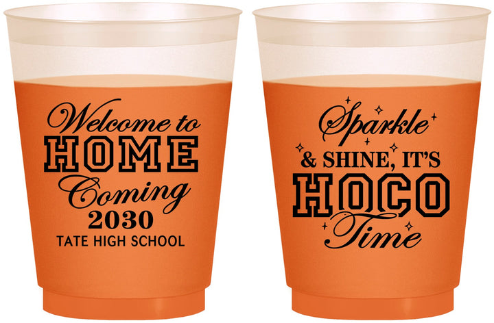 Custom Homecoming 16 oz Color Changing Frosted Cups - Sparkle Shine Hoco Time | 330017