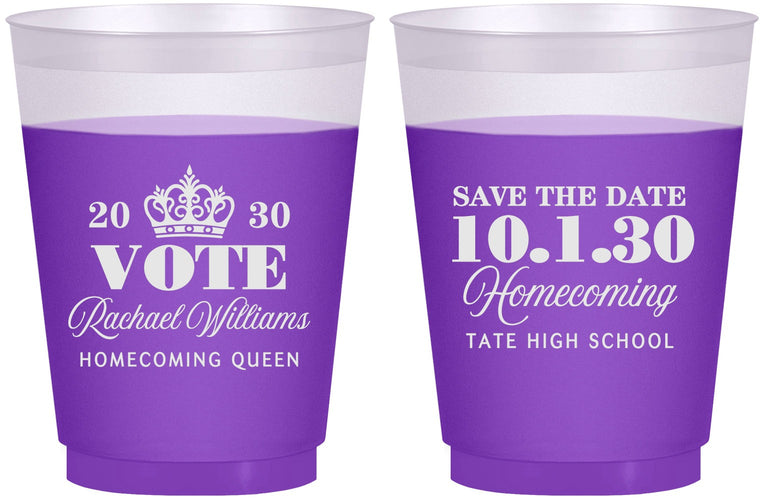 Custom Homecoming 16 oz Color Changing Frosted Cups - Hoco Queen Vote | 330020