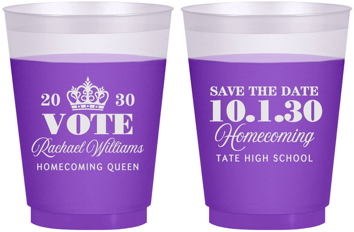 Custom Homecoming 16 oz Color Changing Frosted Cups - Hoco Queen Vote | 330020