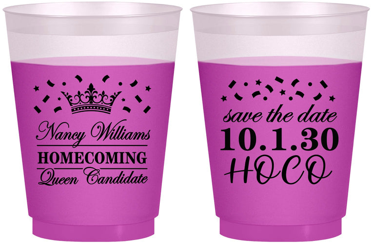 Custom Homecoming 16 oz Color Changing Frosted Cups - Hoco Queen Vote | 330024
