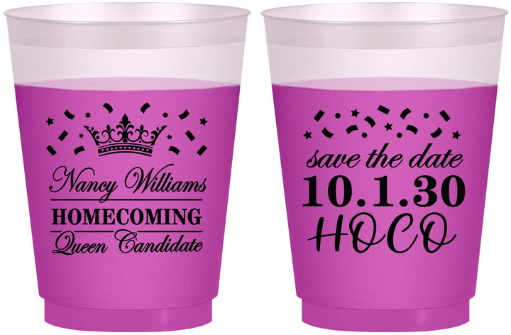 Custom Homecoming 16 oz Color Changing Frosted Cups - Hoco Queen Vote | 330024