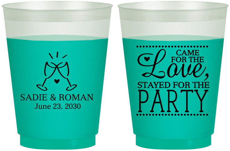 Custom Wedding 16 oz Color Changing Frosted Cups - Love Party | 331