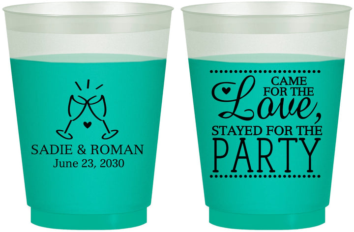 Custom Wedding 16 oz Color Changing Frosted Cups - Love Party | 331
