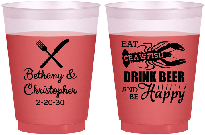 Custom Wedding 16 oz Color Changing Frosted Cups - Crawfish Boil | 332
