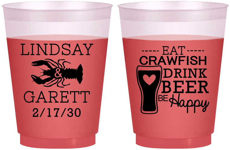 Custom Wedding 16 oz Color Changing Frosted Cups - Crawfish Boil | 333