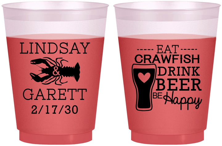 Custom Wedding 16 oz Color Changing Frosted Cups - Crawfish Boil | 333