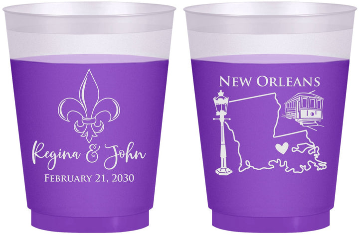 Custom Wedding 16 oz Color Changing Frosted Cups - New Orleans | 334