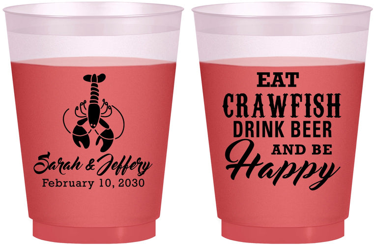 Custom Wedding 16 oz Color Changing Frosted Cups - Crawfish Boil | 335