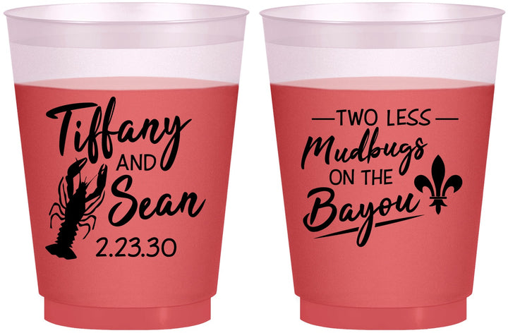 Custom Wedding 16 oz Color Changing Frosted Cups - Crawfish Boil Mudbugs | 336