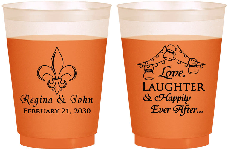 Custom Wedding 16 oz Color Changing Frosted Cups - Love Laughter Happily | 338